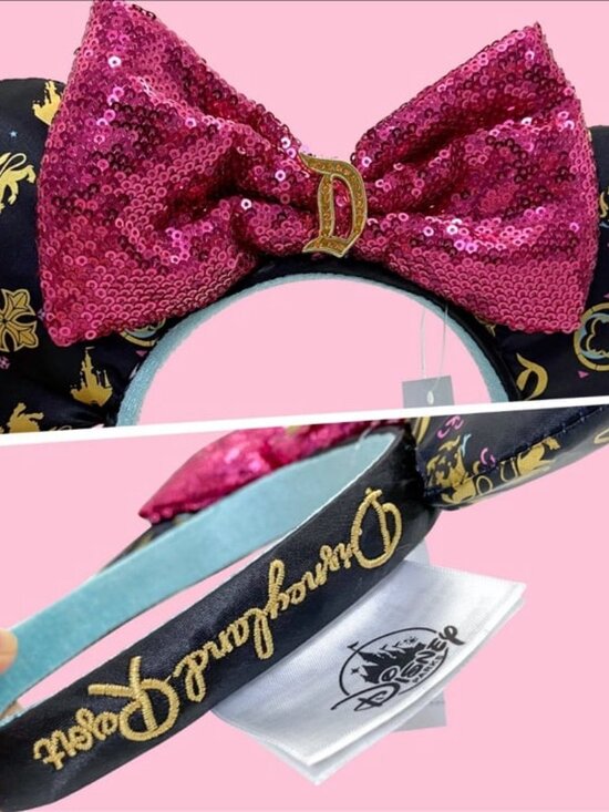 Disneyland Minnie Ears Headband Pink Sequined Bow Sleeping Beauty Castle main image 7